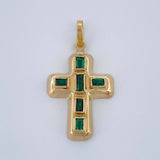 Dije Cruz Encocada Esmeralda 1.4gr / 1 in / Oro Amarillo 18K %