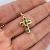 Dije Cruz Encocada Esmeralda 1.4gr / 1 in / Oro Amarillo 18K %