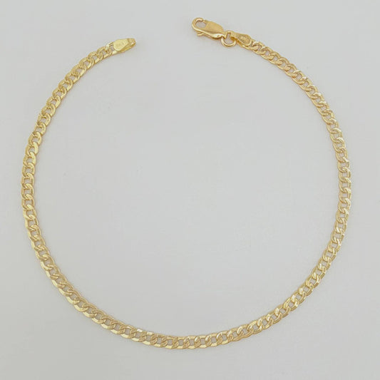 Tobillera Cubana 3.4gr / 9 3/4 in / 3mm Oro Amarillo +1 18K *