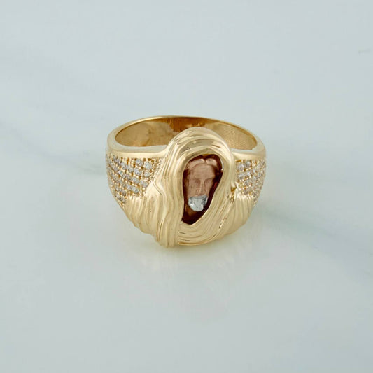 Anillo Rostro Cristo 8.15gr / T10 1/4 / Tres Oros 18K $