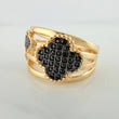 Anillo Trebol 4.35gr / T5 3/4 / Dos Oros Negro Amarillo 18K $