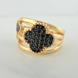 Anillo Trebol 4.35gr / T5 3/4 / Dos Oros Negro Amarillo 18K $