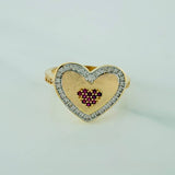 Anillo Corazon  4.35gr / T7 / Dos Oros Amarillo Blanco 18K $
