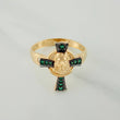 Anillo Cruz Cristo 3.95gr / T9 1/4 / Dos Oros Negro Amarillo 18K $