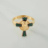 Anillo Cruz Cristo 3.95gr / T9 1/4 / Dos Oros Negro Amarillo 18K $