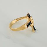 Anillo Cruz Cristo 3.95gr / T9 1/4 / Dos Oros Negro Amarillo 18K $