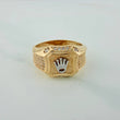 Ring Signet Crown 8.4gr / T10 1/2 / Two Golds Yellow White 18K $