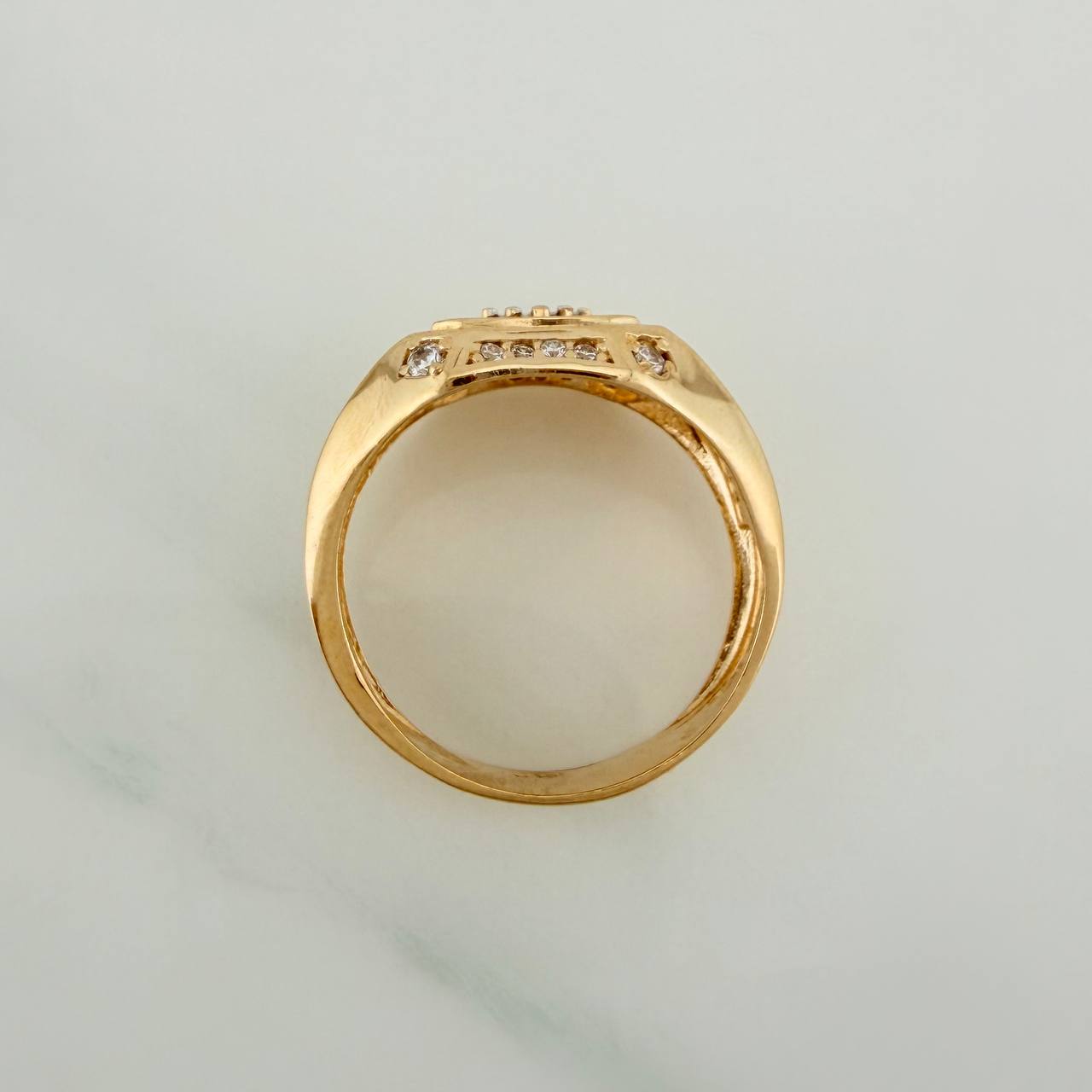 Ring Signet Crown 8.4gr / T10 1/2 / Two Golds Yellow White 18K $