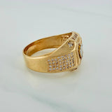 Ring Signet Crown 8.4gr / T10 1/2 / Two Golds Yellow White 18K $