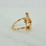 Anillo Corazon Alambrado 2.2gr / T3 1/2 / Oro Amarillo 18K $