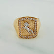 Anillo Sello Caballo 8.7gr / T9 / Dos Oros Amarillo Blanco 18K $