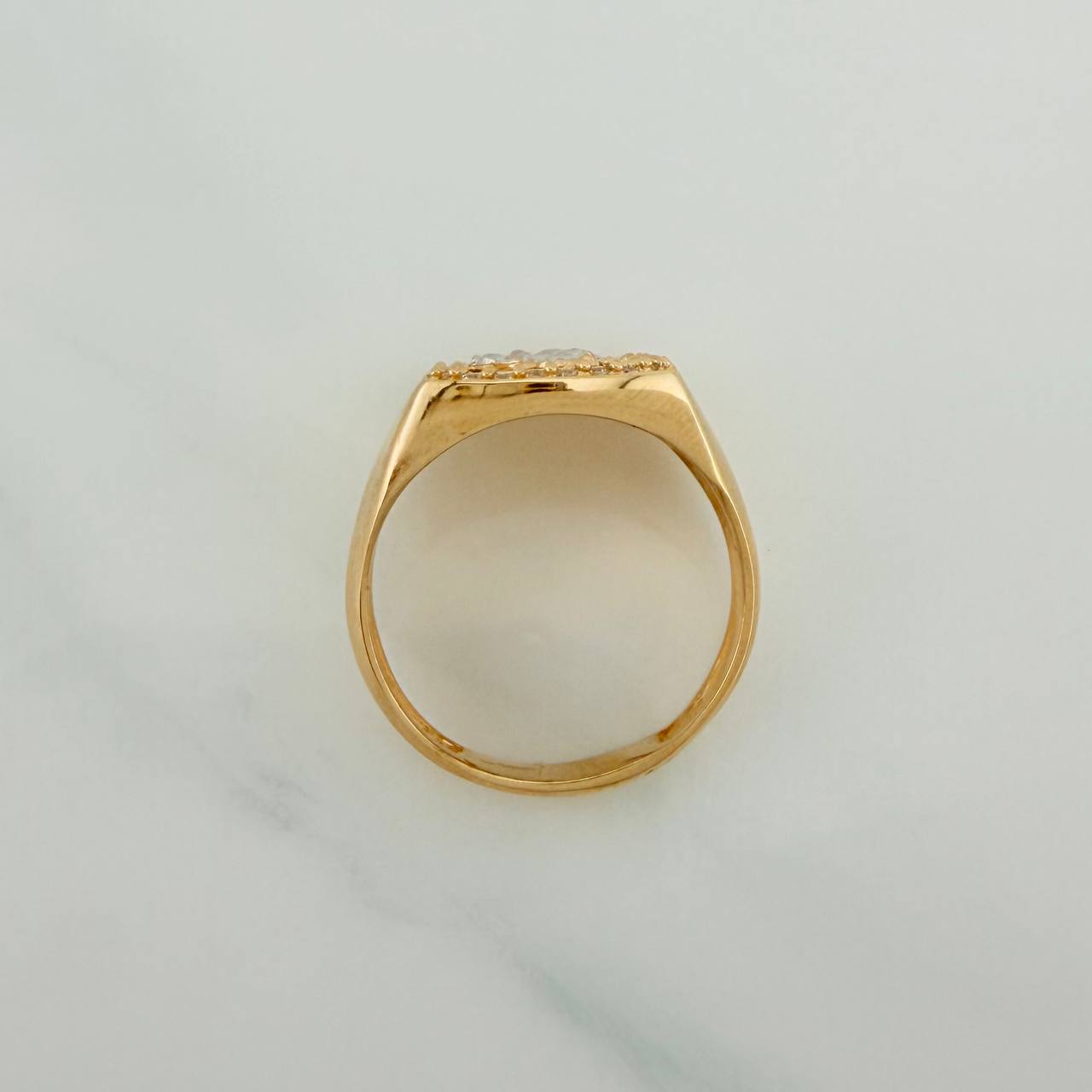 Anillo Sello Caballo 8.7gr / T9 / Dos Oros Amarillo Blanco 18K $