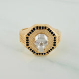 Anillo Calavera 10gr / T10 1/2 / Dos Oros Amarillo Blanco 18K $