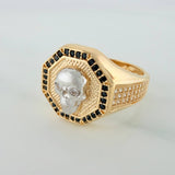 Anillo Calavera 10gr / T10 1/2 / Dos Oros Amarillo Blanco 18K $