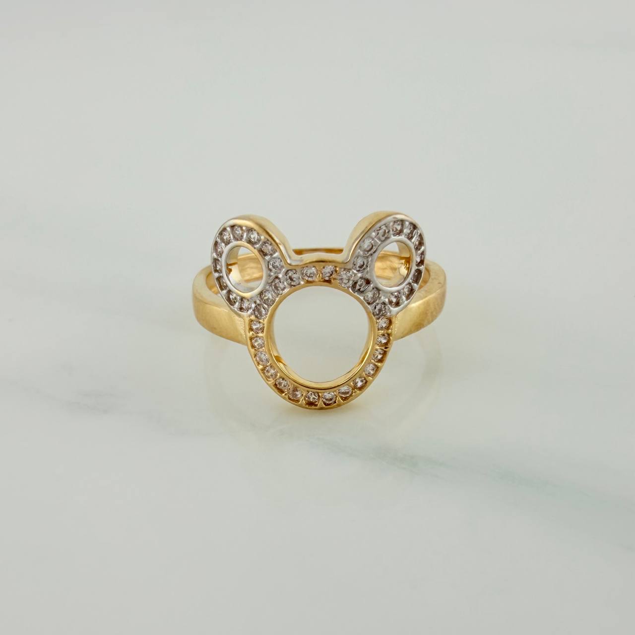 Anillo Raton 2.6gr / T6 1/4 / Dos Oros Amarillo Blanco 18K $