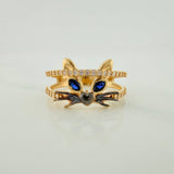Anillo Rostro Gato 3.35gr / T6 1/4 / Dos Oros Negro Amarillo 18K $