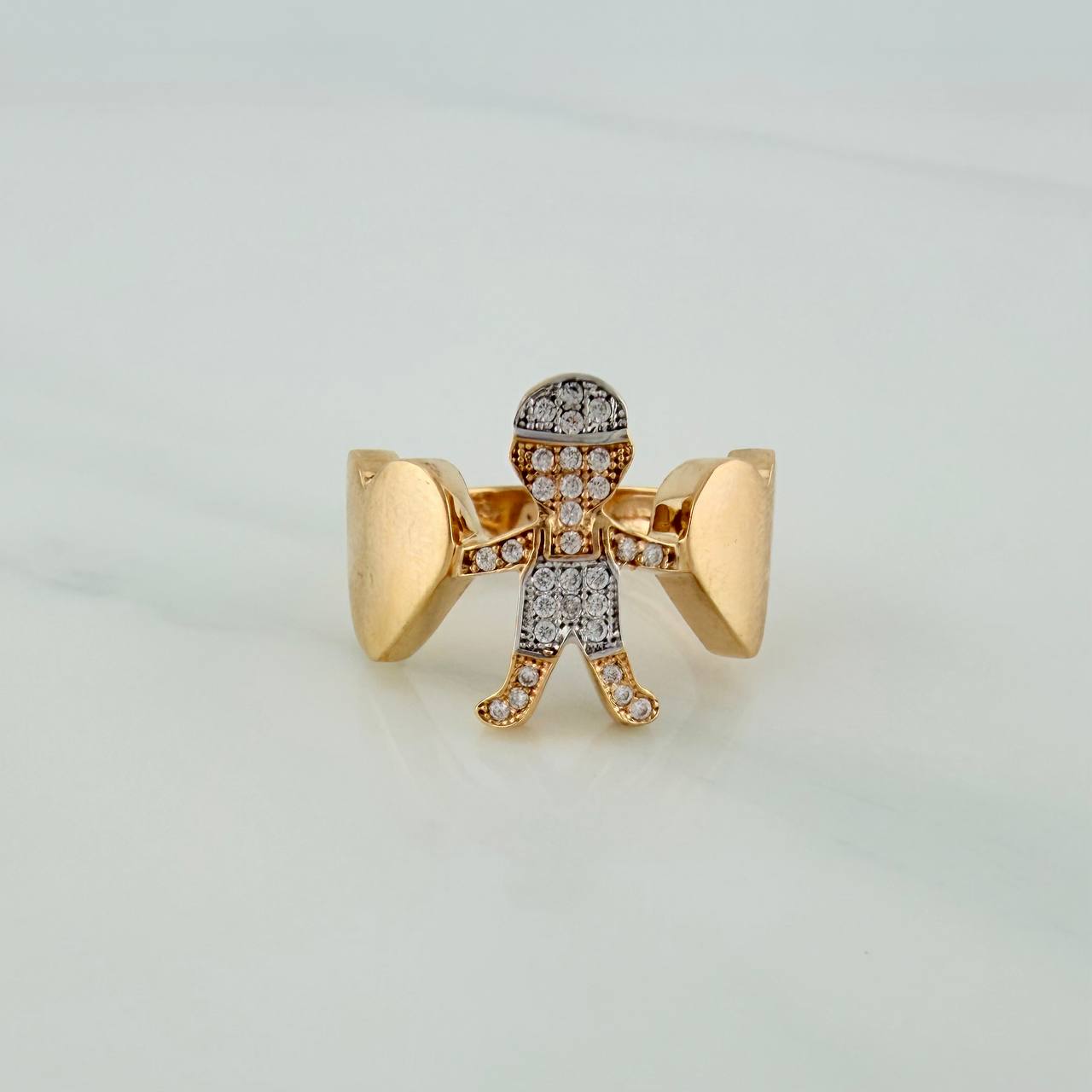 Anillo Niño Corazones 5.05gr / T6 / Dos Oros Amarillo Blanco 18K $