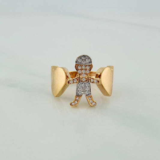 Anillo Niño Corazones 5.05gr / T6 / Dos Oros Amarillo Blanco 18K $