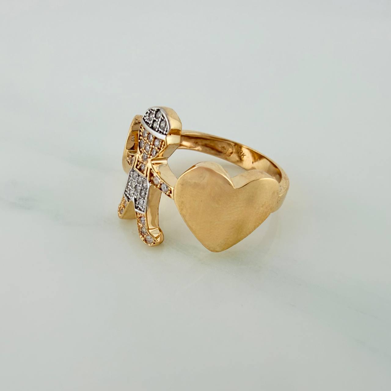 Anillo Niño Corazones 5.05gr / T6 / Dos Oros Amarillo Blanco 18K $