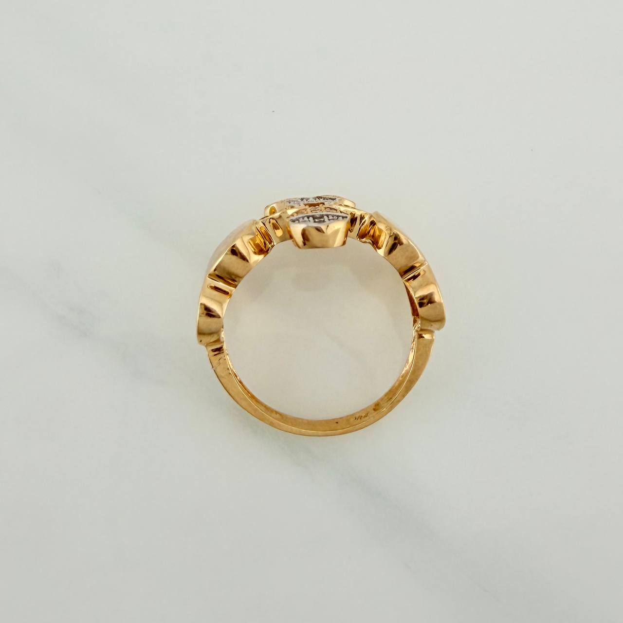 Anillo Niño Corazones 5.05gr / T6 / Dos Oros Amarillo Blanco 18K $