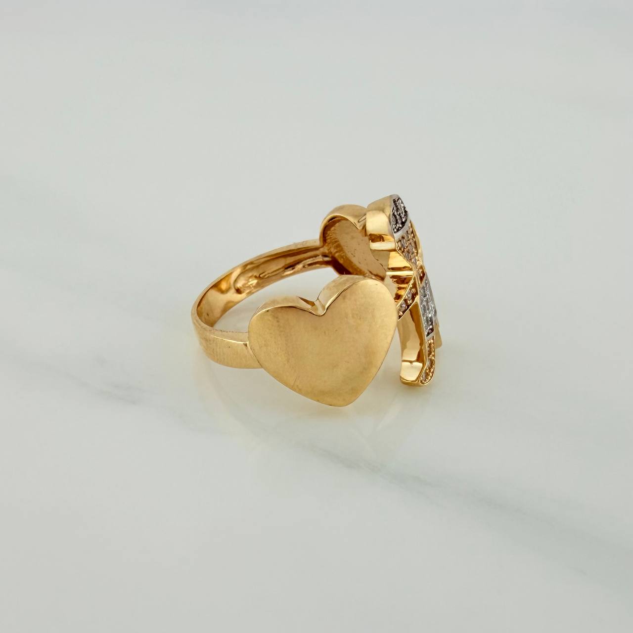 Anillo Niño Corazones 5.05gr / T6 / Dos Oros Amarillo Blanco 18K $