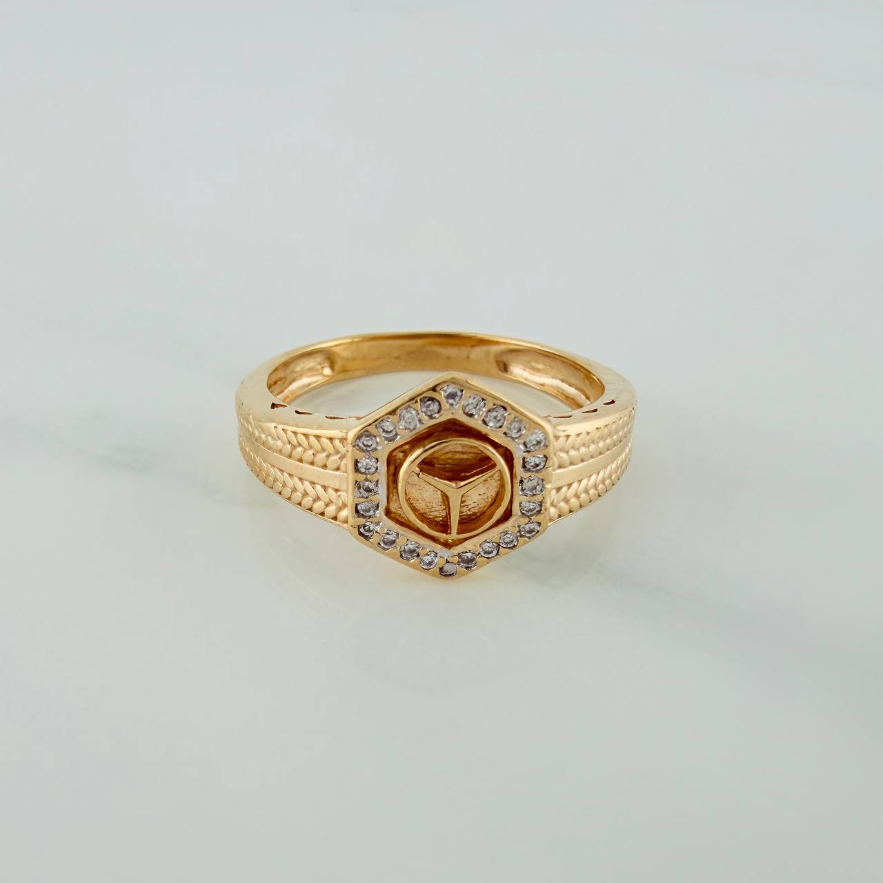 Anillo Mercedes 5gr / T9 / Dos Oros Amarillo Blanco 18K $