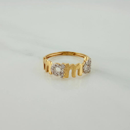 Anillo Mama 2gr / T6 3/4 / Dos Oros Amarillo Blanco 18K $