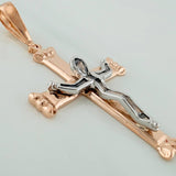 Dije Cruz Cristo 6.95gr / 2 1/4 in / Dos Oros Blanco Rosa 18K $