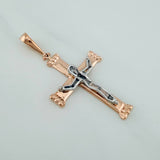 Dije Cruz Cristo 6.95gr / 2 1/4 in / Dos Oros Blanco Rosa 18K $