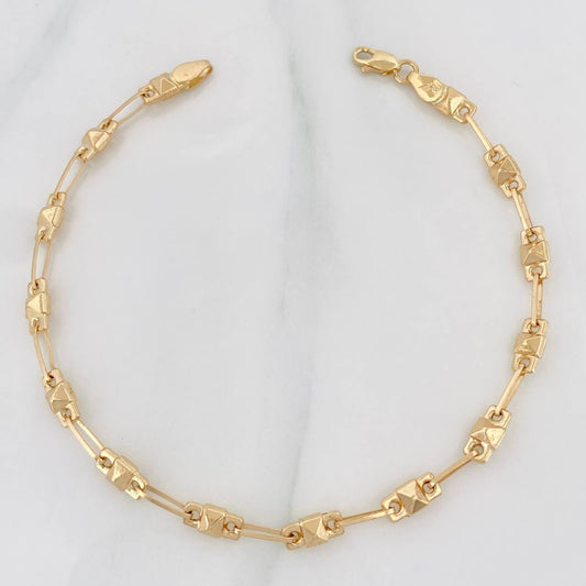 Pulso Rustica Rombo 3.75g / 8 1/4 in / 4.31mm Oro Amarillo 18K