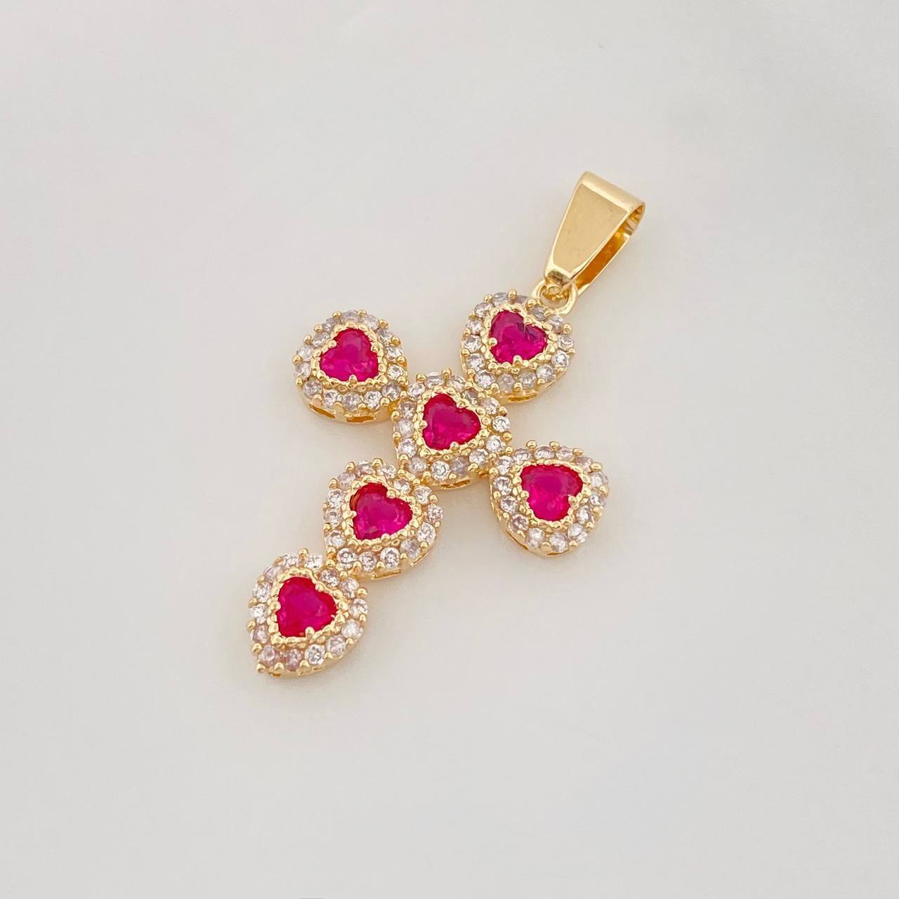 Dije Cruz Corazon Tupida 3.4g / 1 1/4 in Oro Amarillo 18K