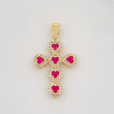 Dije Cruz Corazon Tupida 3.3g / 1 1/4 in Oro Amarillo 18K