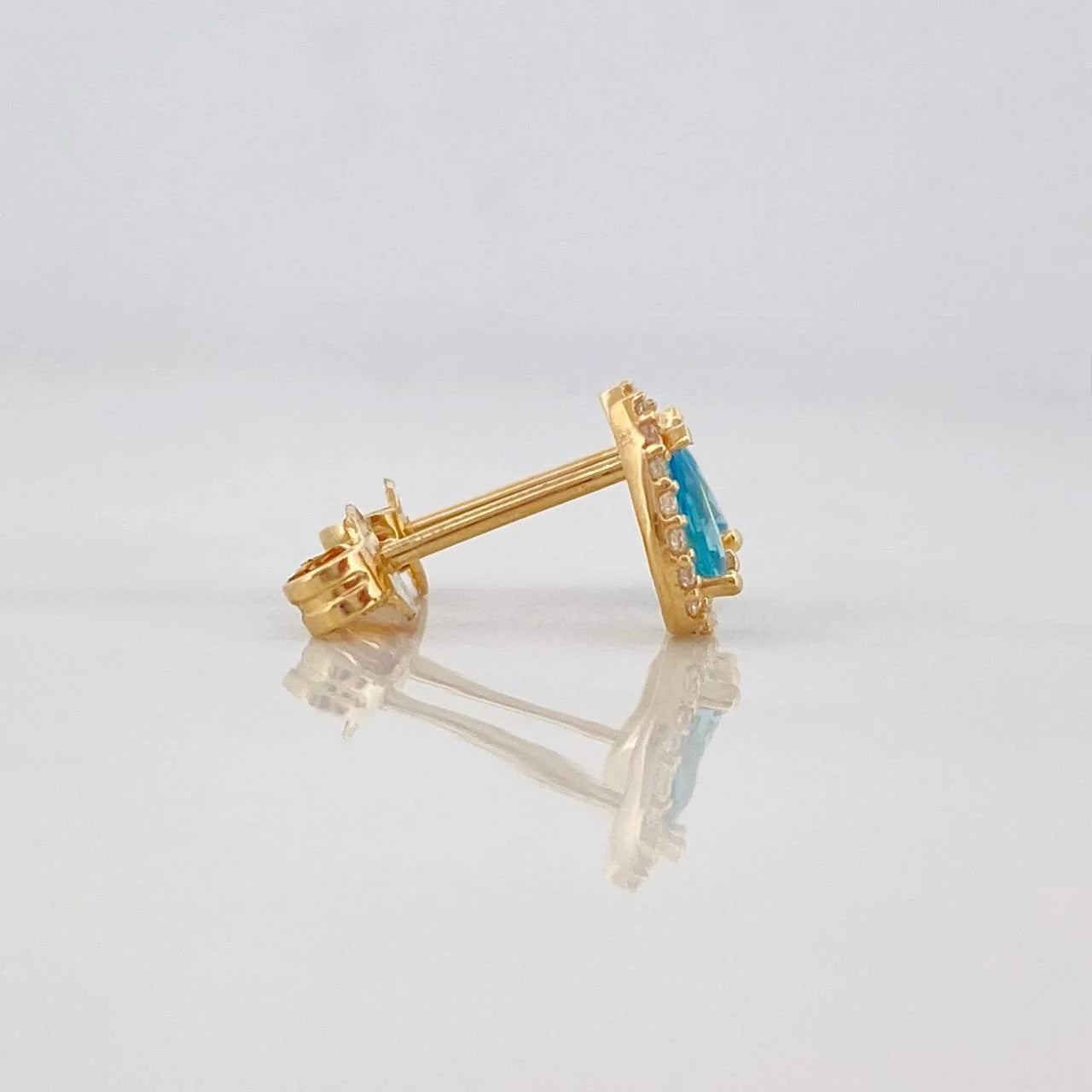 Stud Earrings Halo Drop 1.25g / in / 6mm Yellow Gold 18K
