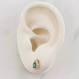 Stud Earrings Halo Drop 1.25g / in / 6mm Yellow Gold 18K