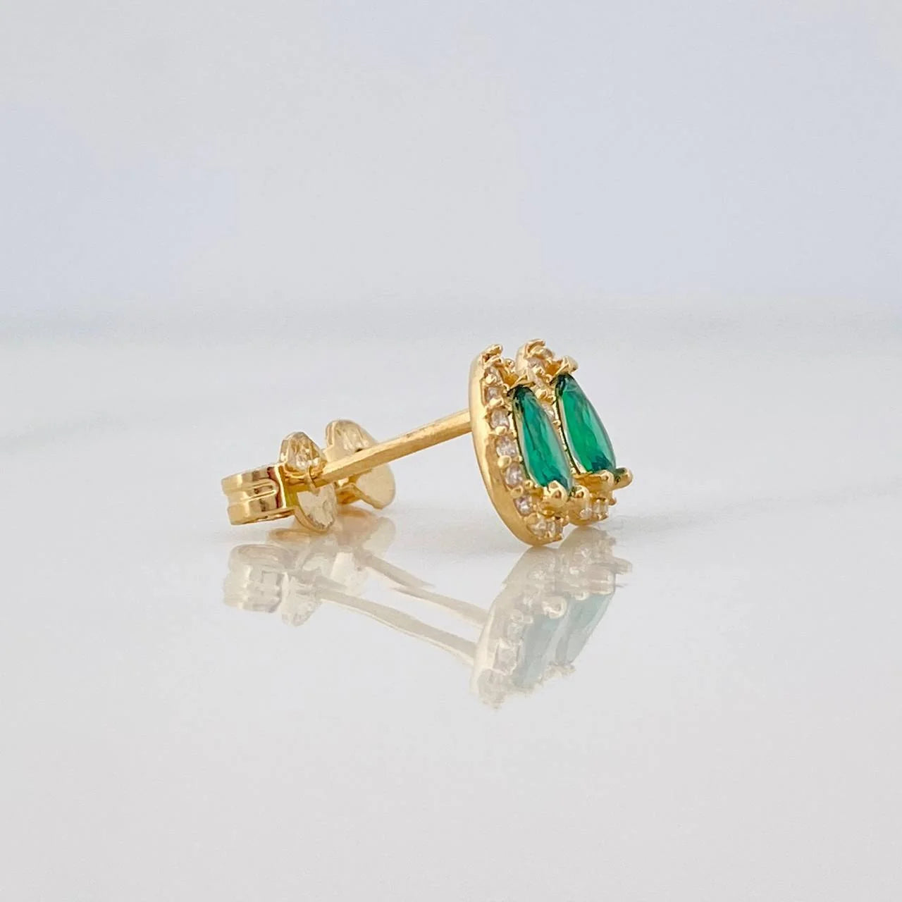 Stud Earrings Halo Drop 1.25g / in / 6mm Yellow Gold 18K