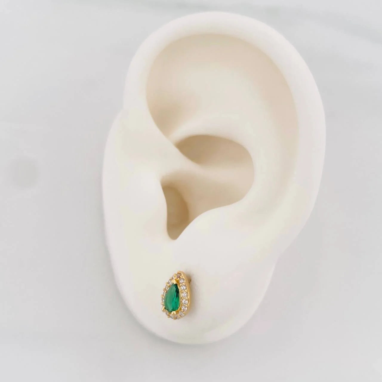 Stud Earrings Halo Drop 1.25g / in / 6mm Yellow Gold 18K