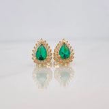 Stud Earrings Halo Drop 2.05g / in / 7.5mm Yellow Gold 18K