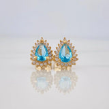 Stud Earrings Halo Drop 1.25g / in / 6mm Yellow Gold 18K
