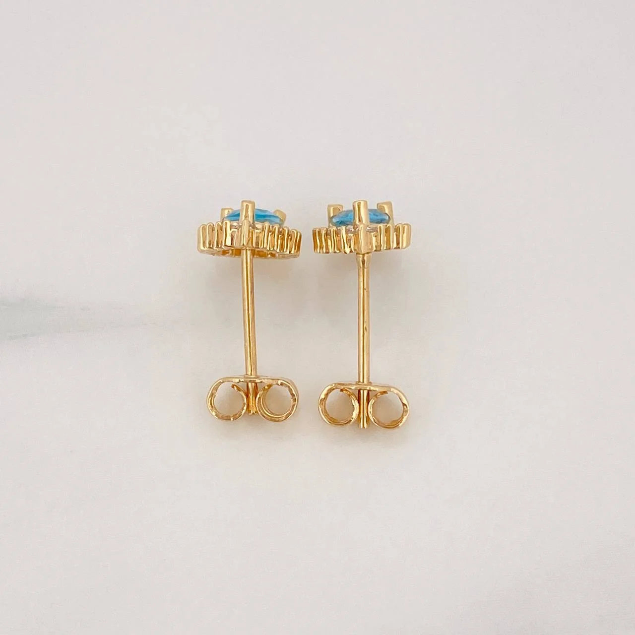 Stud Earrings Halo Drop 1.25g / in / 6mm Yellow Gold 18K