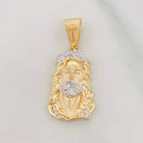 Christ Face Pendant 3.7g / 1 1/4 in Two Yellow White 18K Golds
