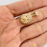 Lion Pendant Crown 3.5g / 1 1/4 in Two Yellow White 18K Golds