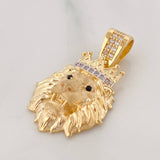 Lion Pendant Crown 3.5g / 1 1/4 in Two Yellow White 18K Golds