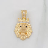 Lion Pendant Crown 3.5g / 1 1/4 in Two Yellow White 18K Golds