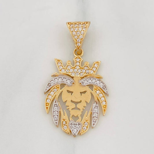 Lion Pendant 3.35g / 1 1/2 in Two Yellow White 18K Golds