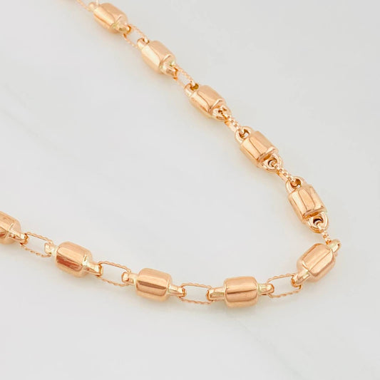 Cadena Rustica Barril 15g / 24 in / 4.5mm Oro Rosa 18K