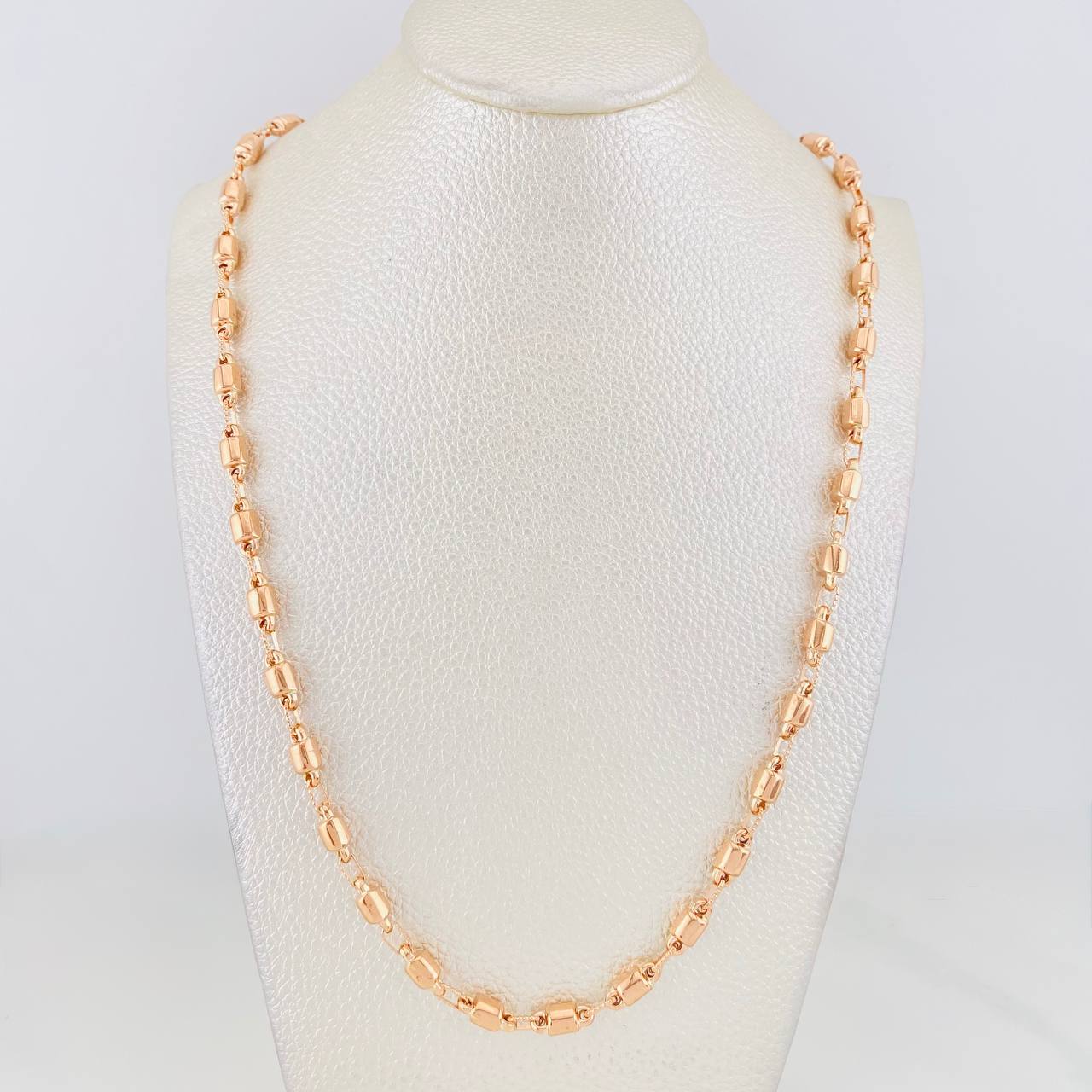 Cadena Rustica Barril 15g / 24 in / 4.5mm Oro Rosa 18K