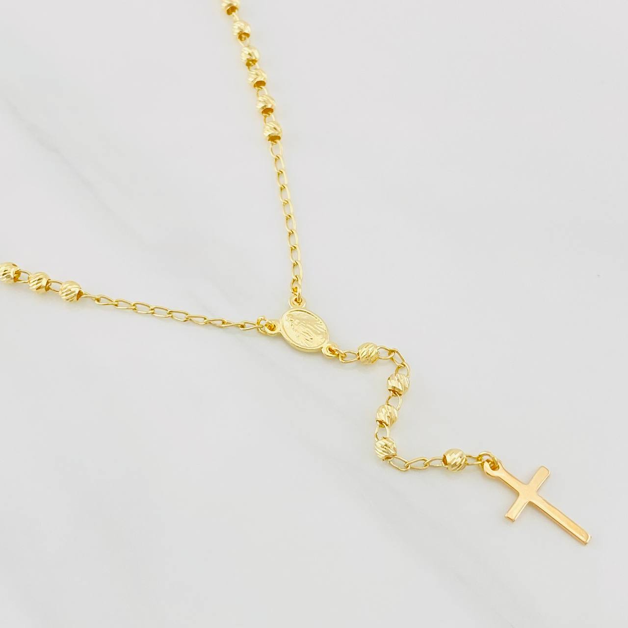 Rosario Virgen Milagrosa 5.95g / 22 in / 1.39mm Oro Amarillo 18K