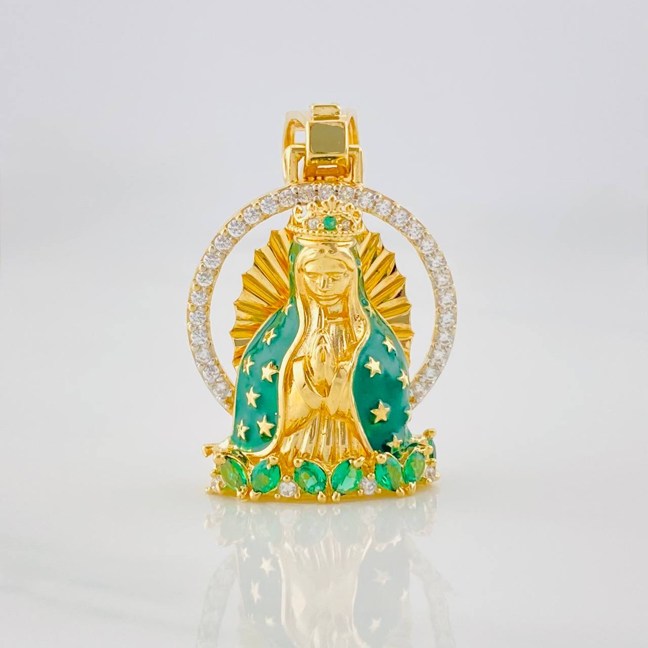 Virgin of Guadalupe Pendant 7.95g / 1 1/4 in Two-tone Yellow White Gold 18K
