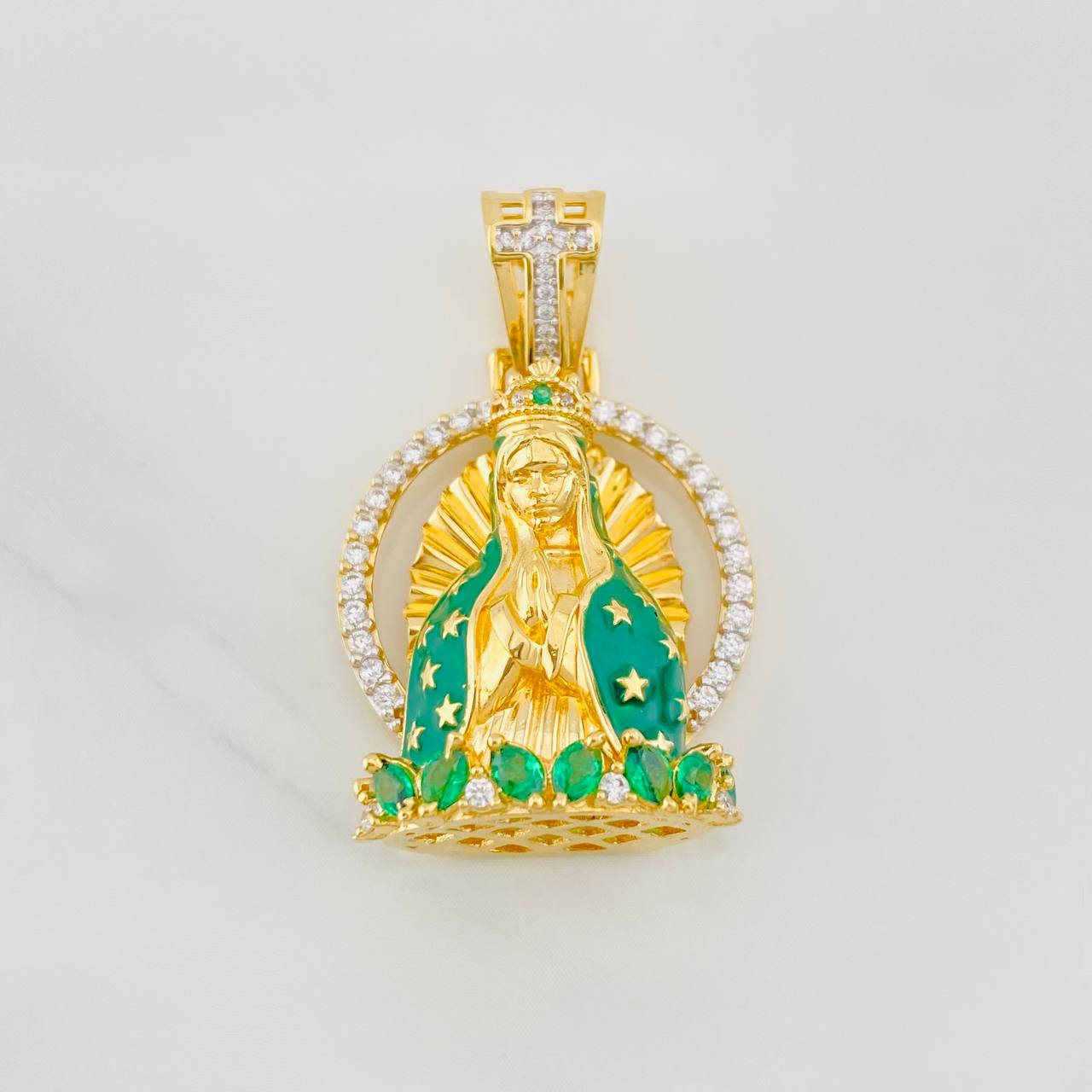 Virgin of Guadalupe Pendant 7.95g / 1 1/4 in Two-tone Yellow White Gold 18K