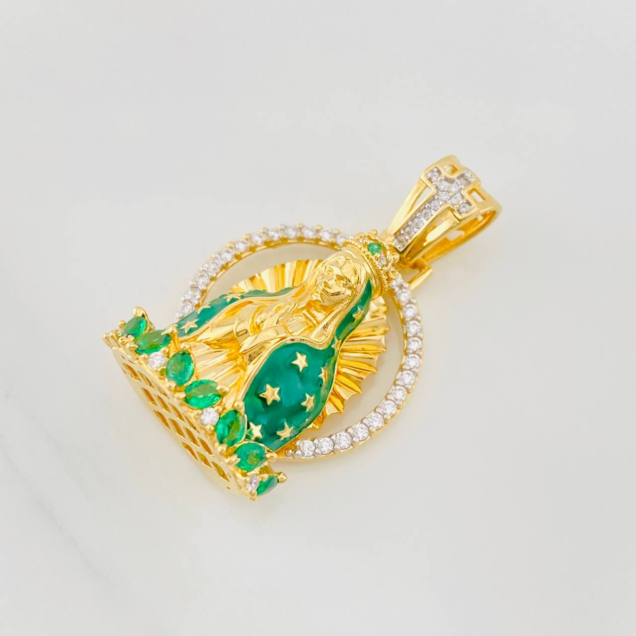 Virgin of Guadalupe Pendant 7.95g / 1 1/4 in Two-tone Yellow White Gold 18K